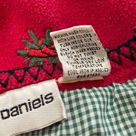 Vintage Cathy Daniels Christmas Kitty Cat Fleece Pullover Red Size Large - Picture 6 of 7